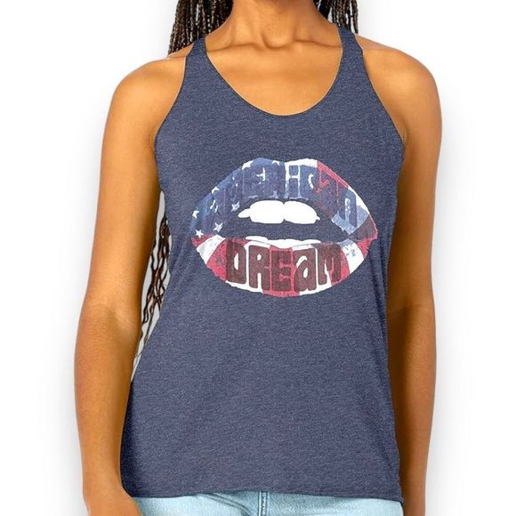 Fifth Sun Tops - FIFTH SUN American Dream Racerback Tank Top in Blue Size XXL NEW